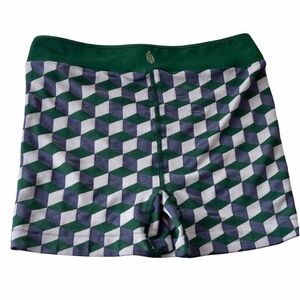 Free People Movement Geometric Biker Shorts Green Blue Size